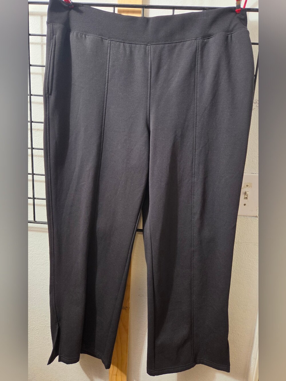 ***Avia Women's Black Pull-On Straight-Leg Pants W/Pockets Waist 22" INSEAM 28"
